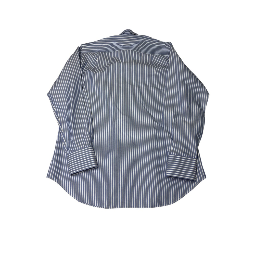 David Donahue Mens Trim Fit Dress Shirt Blue White Stripe 16 34/35 Cotton - Picture 6 of 9